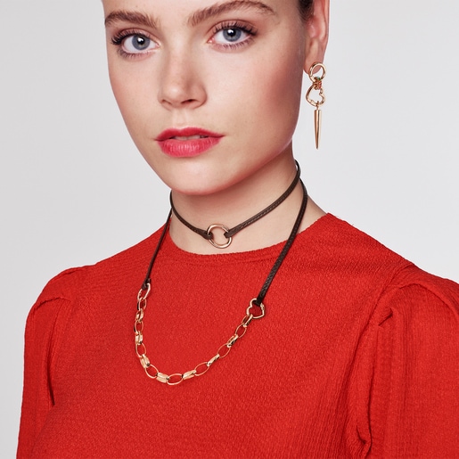 Set: браслет и чокер Hold из коричневой кожи