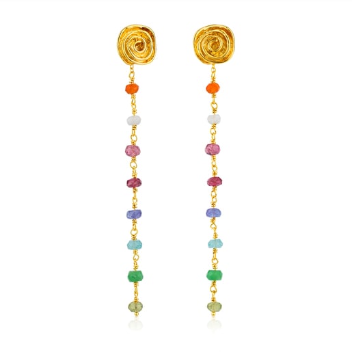 Gold New Romance Earrings with Gemstones