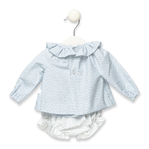 Drip blouse and nappy cover briefs set in Sky Blue