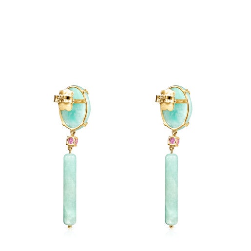 Long Gold with Amazonite and Ruby Vita Earrings | TOUS