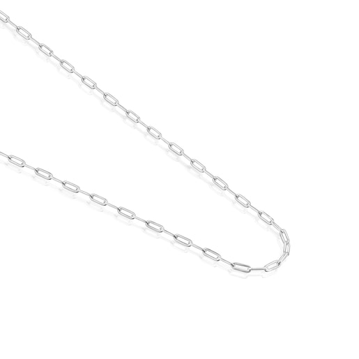 Gargantilla larga de plata con anillas ovales, 95 cm Chain