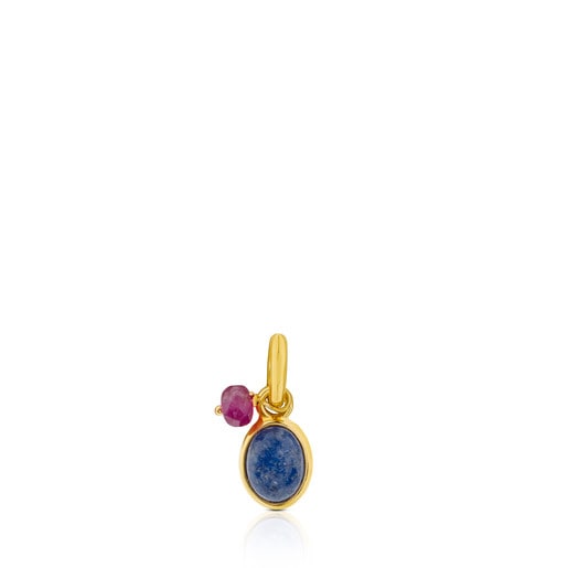 Vermeil Silver Tiny Pendant with Dumortierite and Ruby