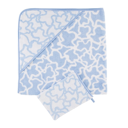 Capa de baño Kaos con Manopla Azul Cesleste