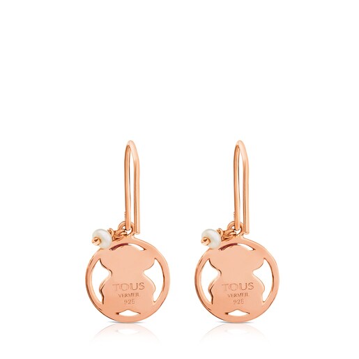 Aros con baño de oro rosa 18 kt sobre plata con amazonita Camille