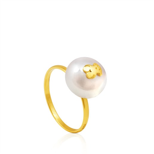 Gold Icon Pearl Ring with Pearl