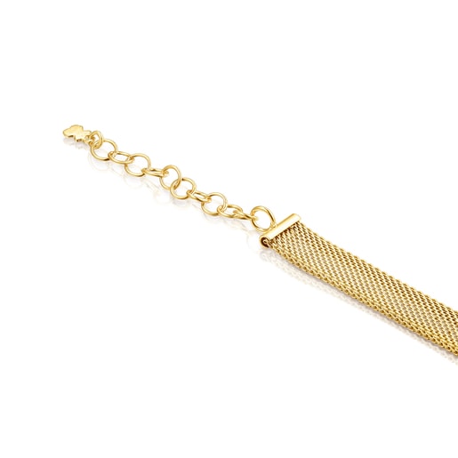Halskette Mesh Color aus IP-Stahl in Gold mit Malachit