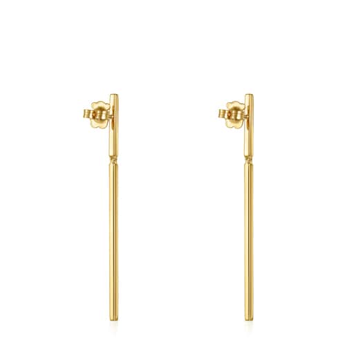 Lange Stab-Ohrringe Nocturne aus Vermeil-Gold mit Diamanten
