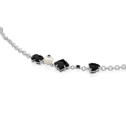 Silver Erma Bracelet with Onyx, Pearl and Spinel