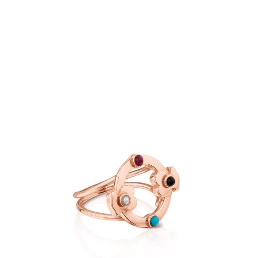 Rose Vermeil Silver Super Power Ring with Gemstones