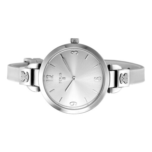 Uhr Bohème aus Stahl mit weißem Silikonarmband