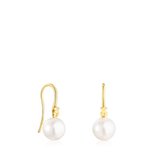 Short Silver Vermeil Gloss Earrings with Pearl | TOUS