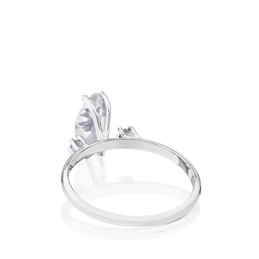 White Gold Eklat Ring with Diamonds and white Topaz