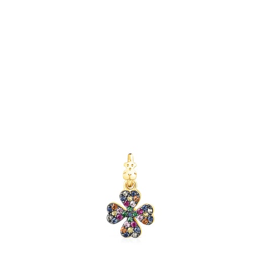 Silver Vermeil TOUS Good Vibes clover Pendant with Gemstones | TOUS