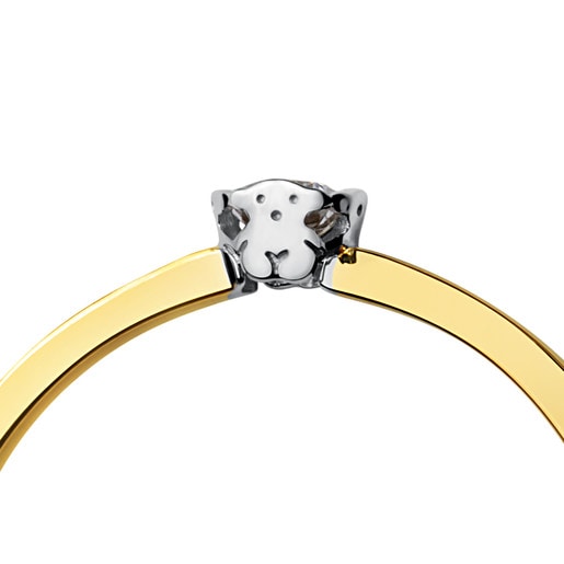 Anillo de oro blanco y diamante motivo oso Boca osos
