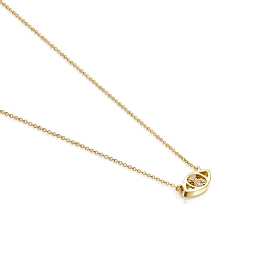 Gold TOUS Good Vibes eye Necklace with Diamonds