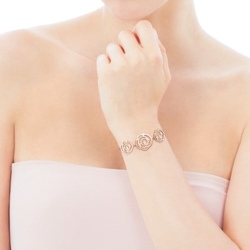Armband Rosa de Abril aus rosa Vermeil-Silber