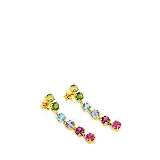 Gold Mix Color Earrings with Gemstones