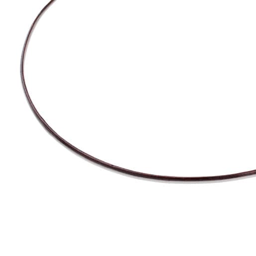 Cadena TOUS Chokers de cuero de 1mm. en color marrón, 40cm.