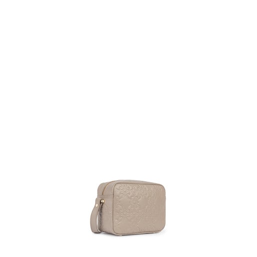 Medium taupe colored Leather Mossaic Crossbody bag
