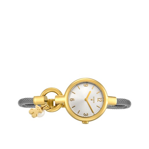 Gold-colored IP Steel Hold Charms Watch with steel strap | TOUS