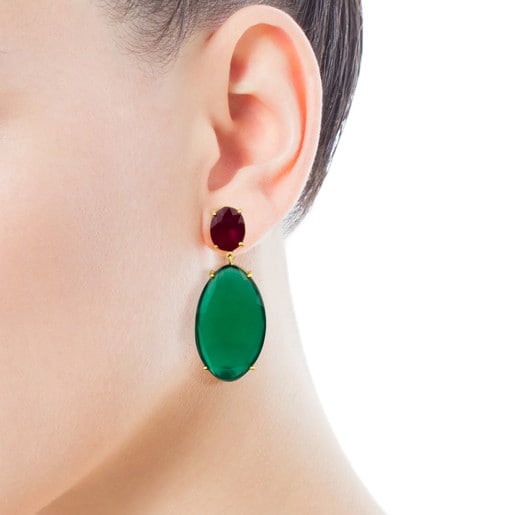 ATELIER Best Sellers Earrings in Gold with Ruby and Chrysoprase