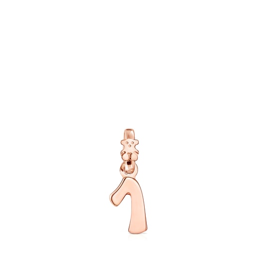 ローズゴールドコーティングシルバーのナンバー1のペンダントトップ Numbers