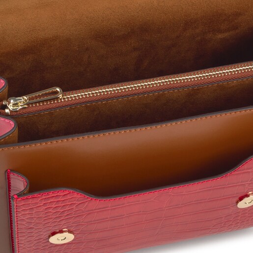 Bandolera mediana Audree marrón y rosa