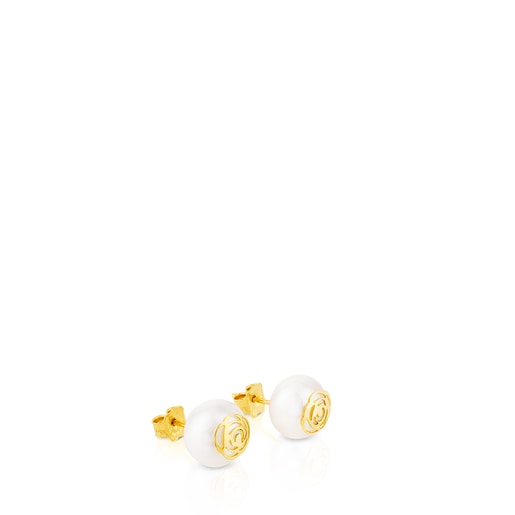 TOUS Gold Rosa d\'Abril Earrings with Pearl | Plaza Del Caribe