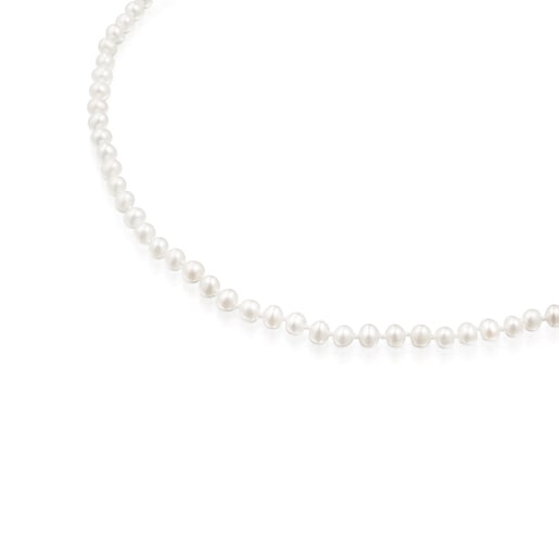 Silver TOUS Hold Necklace with Pearls. 42cm.