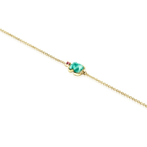 Gold TOUS Color Bracelet with Amazonite and Ruby