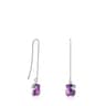 Lange Ohrringe Icon Color aus Silber mit Amethyst