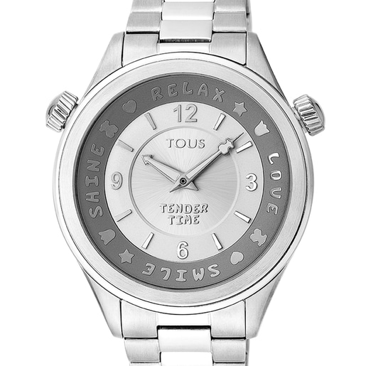 שעון Tender Time מפלדה עם מסגרת מסתובבת