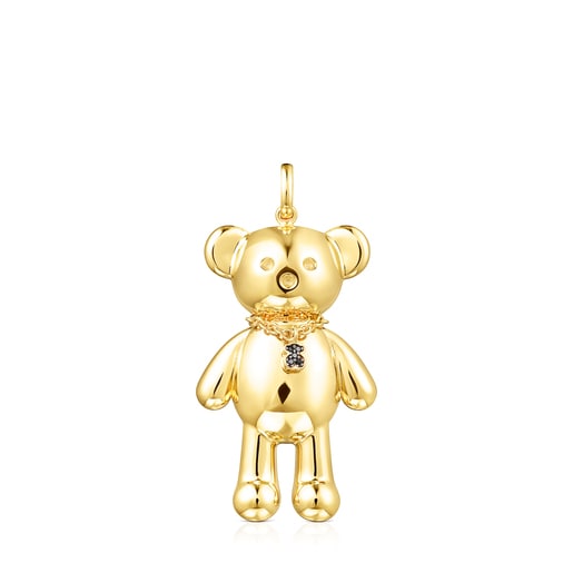 Dije Teddy Bear collar con baño de oro 18 kt sobre plata y espinelas