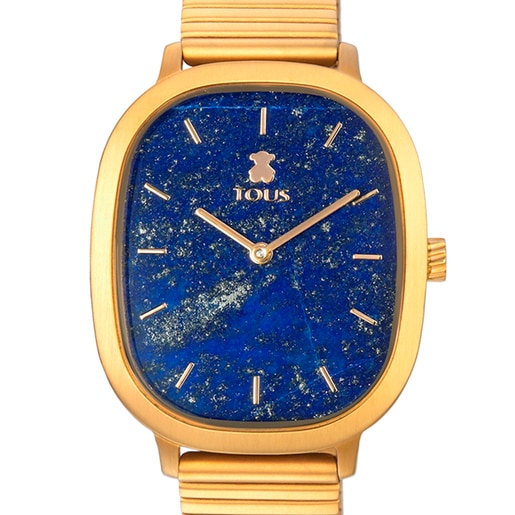 Heritage Gems watch in gold-colored IP steel with a Lapis Lazuli sphere