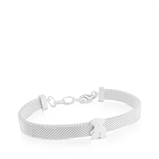 Mesh Silver Bracelet with bear motif
