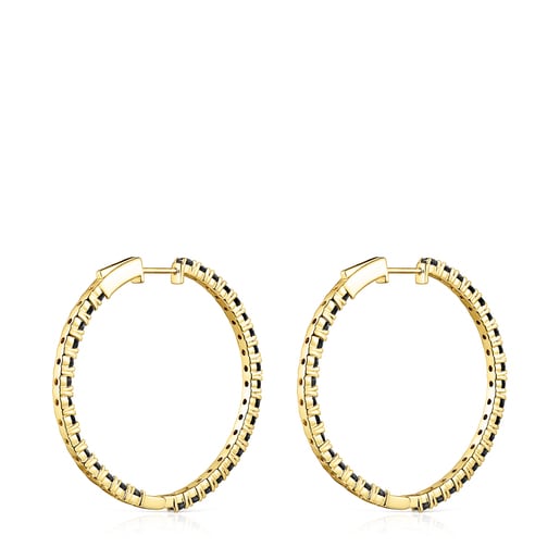 Aro Glaring con baño de oro 18 kt sobre plata y ónix