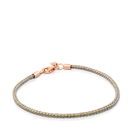 Rose Vermeil Silver TOUS Chokers Bracelet and grey Cord