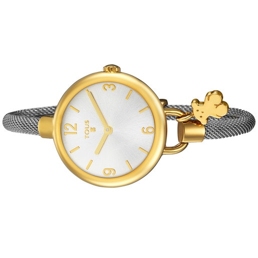 Gold IP Steel Hold Watch with Steel strap