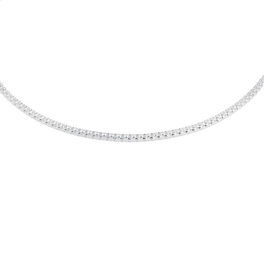 Enge Halskette TOUS Chain aus 2 mm dickem Silber, 45 cm lang.