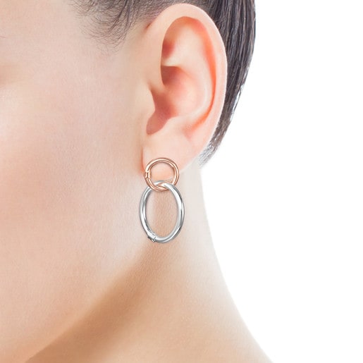 Short Silver, Silver Vermeil, Rose Silver Vermeil and Dark Silver Hold  Earrings | TOUS