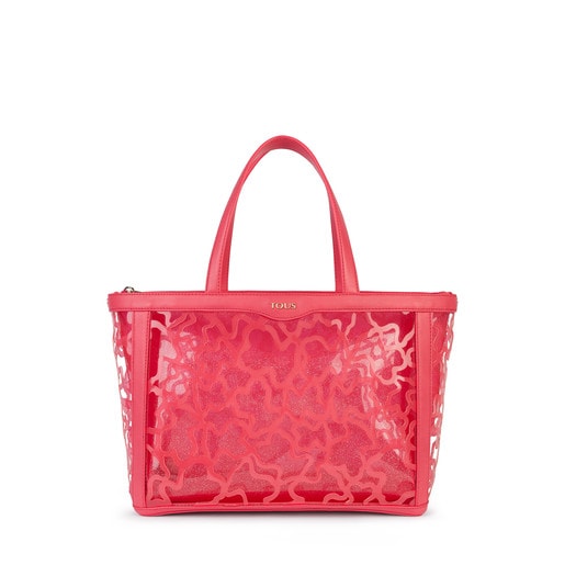 حقيبة يد متوسطة الحجم Kaos Shock باللون الأحمر المرجاني بمطبوعات الفينيل