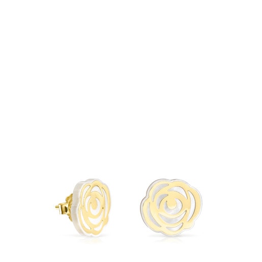 Gold and Mother-of-Pearl Rosa de Abril Earrings