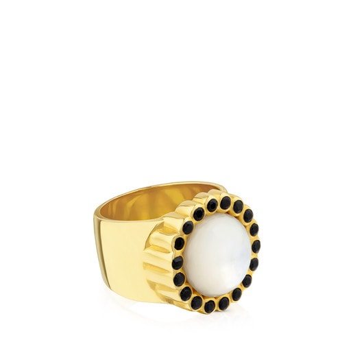 Vermeil Silver Sky Power Ring with Mother-of-pearl and Spinels
