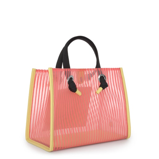 Medium Coral Amaya Shopping Bag