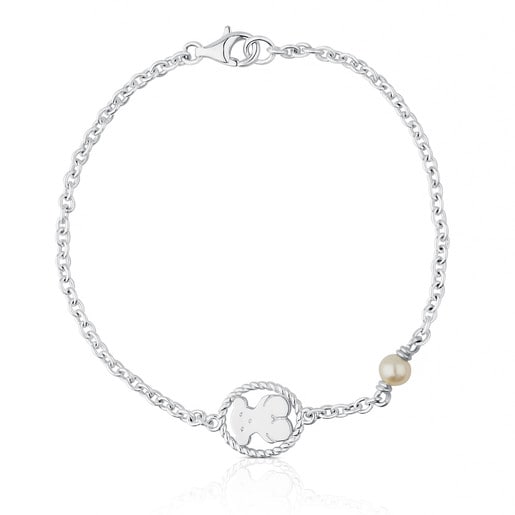 Silver Camee Bracelet with Pearl