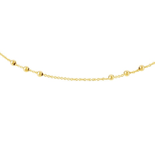 Gargantilla TOUS Chain de oro con 8 grupos de bolas intercaladas, 45cm.