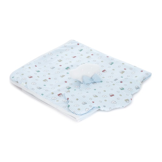 Lot Lange et Doudou nuage Roller bleu ciel