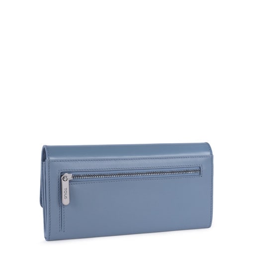Średniej wielkości niebieski skórzany portfel z kolekcji Rossie
