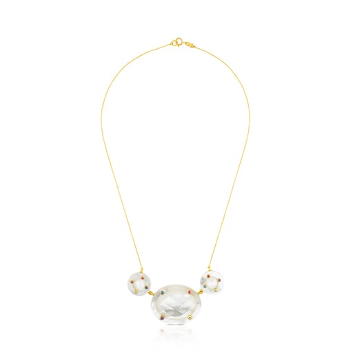 Ciel Necklace in Gold with Gems and Mother-of-Pearl