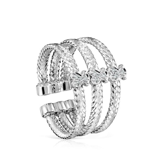 Light triple Ring in White Gold with Diamonds